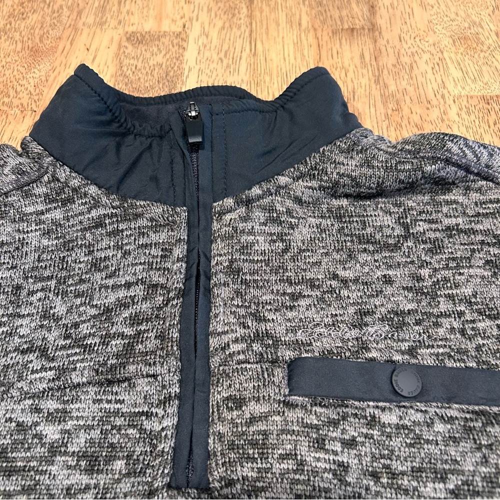 Eddie Bauer Dark Grey Heather Sweater-Knit Fleece 1/4-Zip Pullover| Men's Small‎ - Picture 9 of 12